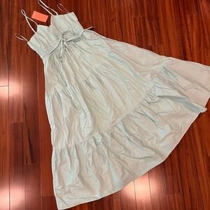 Cotton Mint Maxi Dress AIBLEE Boutique Pale Green Tier Smock‎ Tie New Medium